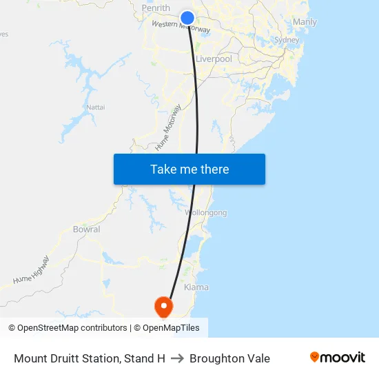 Mount Druitt Station, Stand H to Broughton Vale map