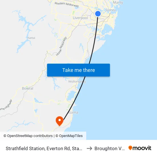 Strathfield Station, Everton Rd, Stand B to Broughton Vale map