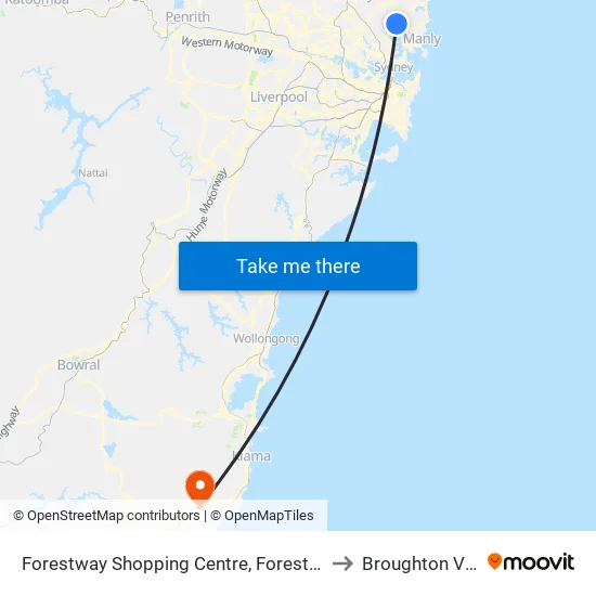 Forestway Shopping Centre, Forest Way to Broughton Vale map