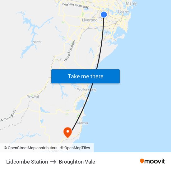 Lidcombe Station to Broughton Vale map