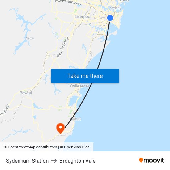 Sydenham Station to Broughton Vale map