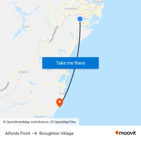 Alfords Point to Broughton Village map