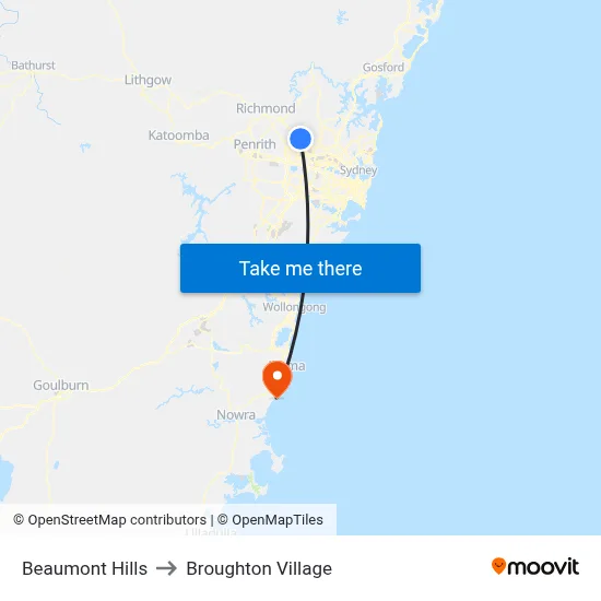 Beaumont Hills to Broughton Village map