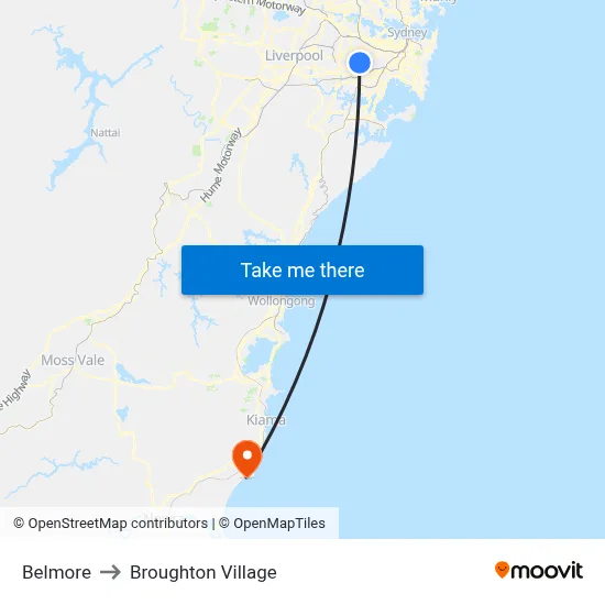 Belmore to Broughton Village map