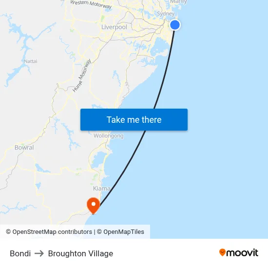 Bondi to Broughton Village map