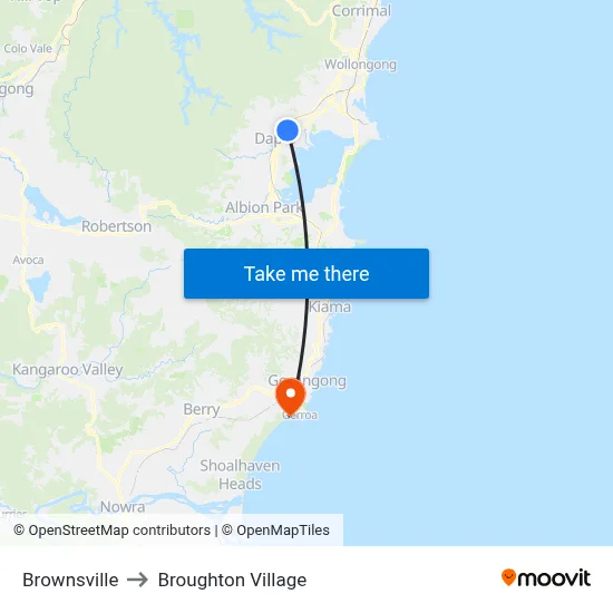 Brownsville to Broughton Village map