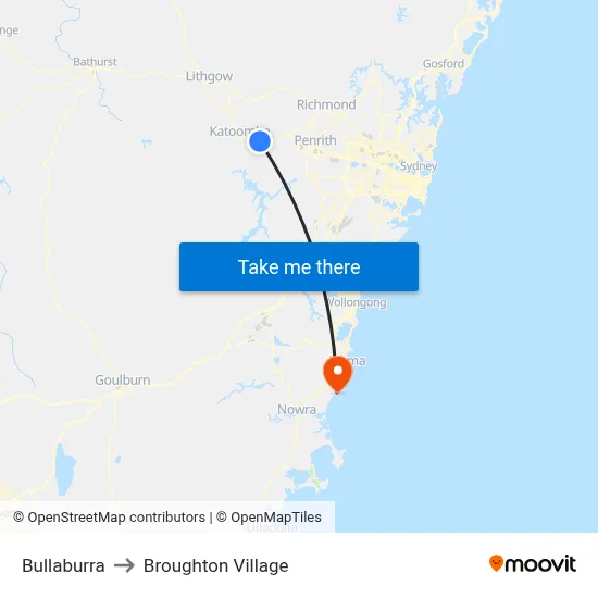 Bullaburra to Broughton Village map