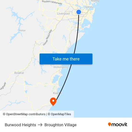 Burwood Heights to Broughton Village map