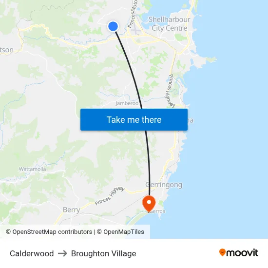 Calderwood to Broughton Village map