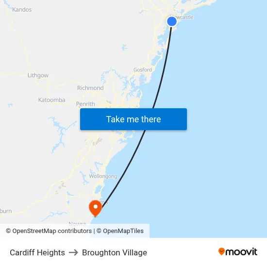 Cardiff Heights to Broughton Village map