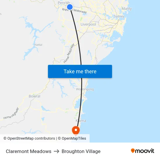 Claremont Meadows to Broughton Village map