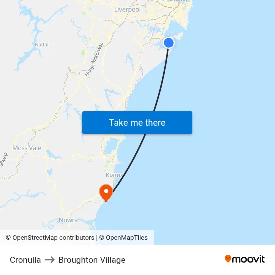 Cronulla to Broughton Village map