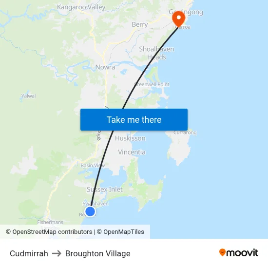 Cudmirrah to Broughton Village map