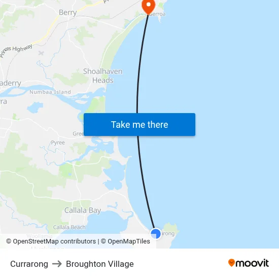 Currarong to Broughton Village map