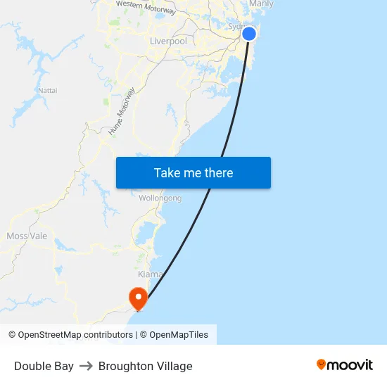 Double Bay to Broughton Village map