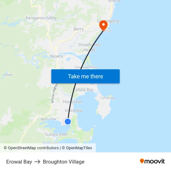 Erowal Bay to Broughton Village map