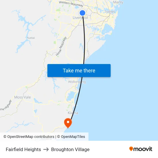 Fairfield Heights to Broughton Village map