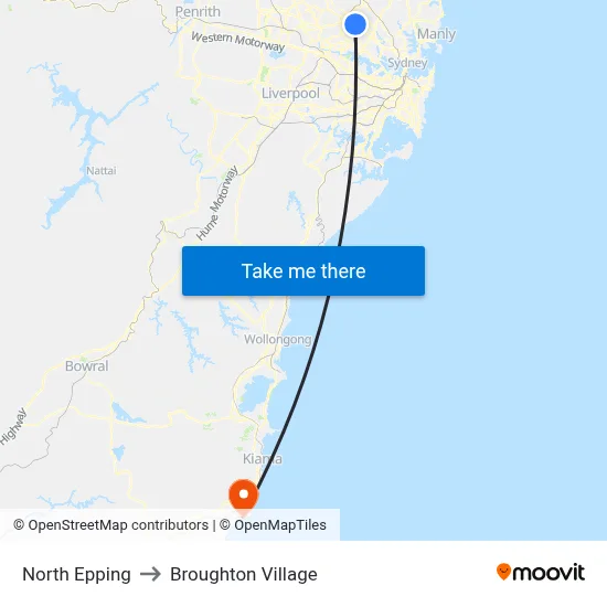 North Epping to Broughton Village map