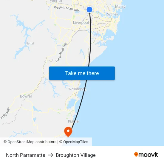 North Parramatta to Broughton Village map