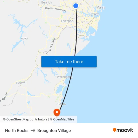 North Rocks to Broughton Village map