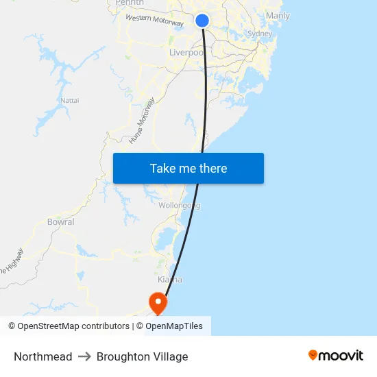 Northmead to Broughton Village map