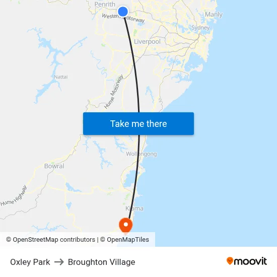 Oxley Park to Broughton Village map