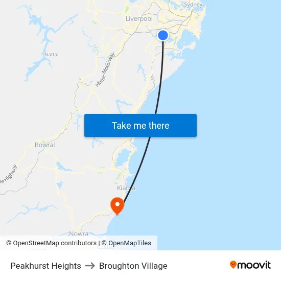 Peakhurst Heights to Broughton Village map
