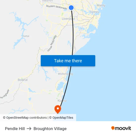 Pendle Hill to Broughton Village map