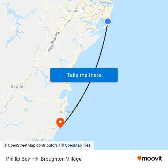 Phillip Bay to Broughton Village map