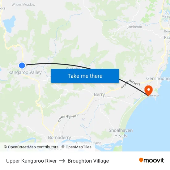Upper Kangaroo River to Broughton Village map