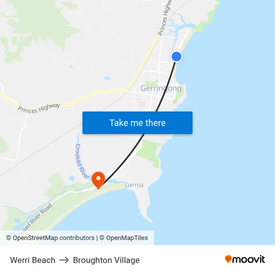 Werri Beach to Broughton Village map