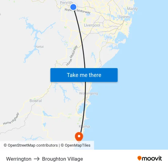 Werrington to Broughton Village map