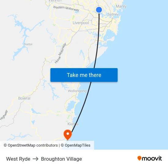 West Ryde to Broughton Village map