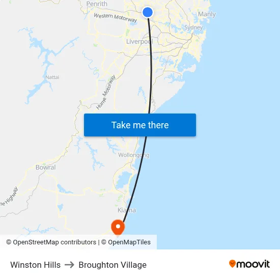 Winston Hills to Broughton Village map