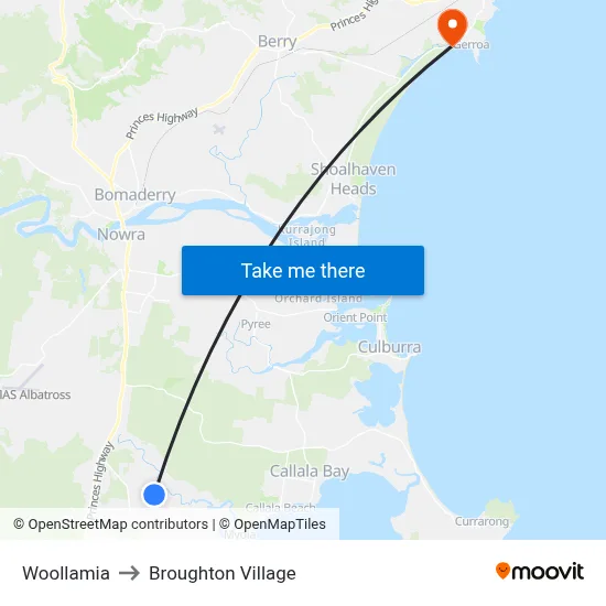 Woollamia to Broughton Village map