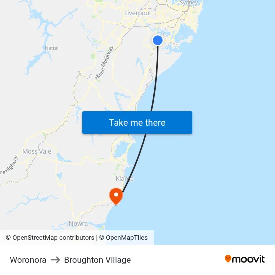 Woronora to Broughton Village map