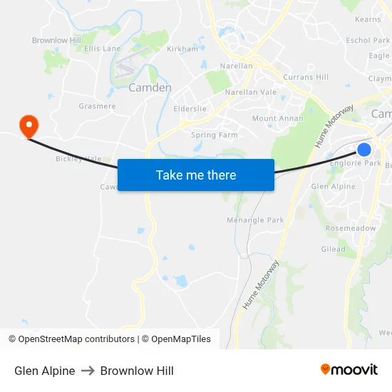 Glen Alpine to Brownlow Hill map