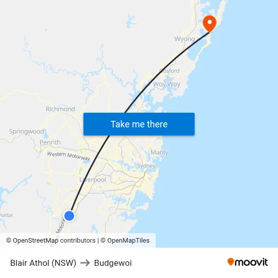 Blair Athol (NSW) to Budgewoi map