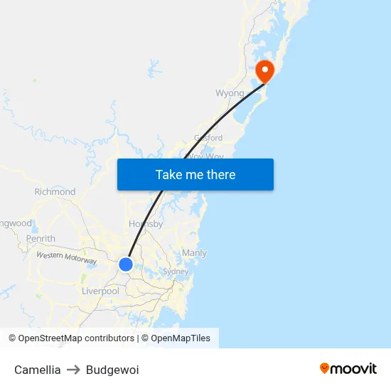 Camellia to Budgewoi map