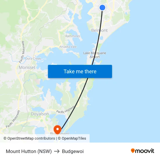 Mount Hutton (NSW) to Budgewoi map