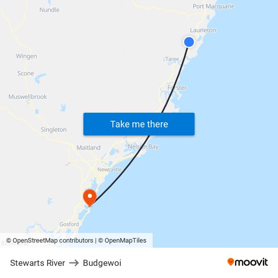 Stewarts River to Budgewoi map