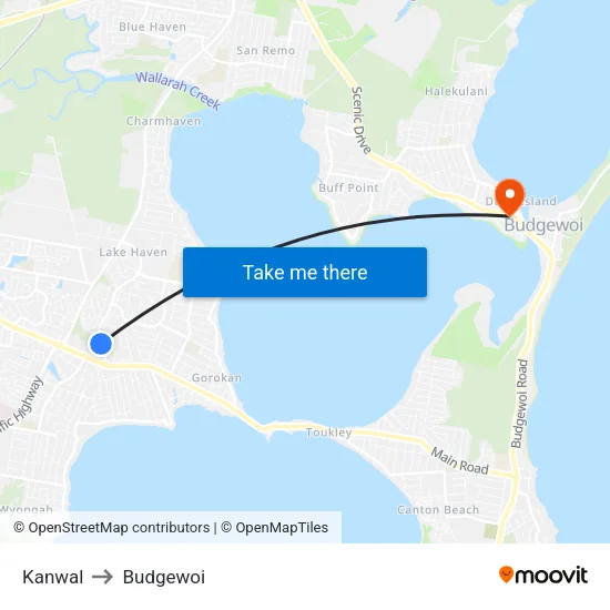 Kanwal to Budgewoi map