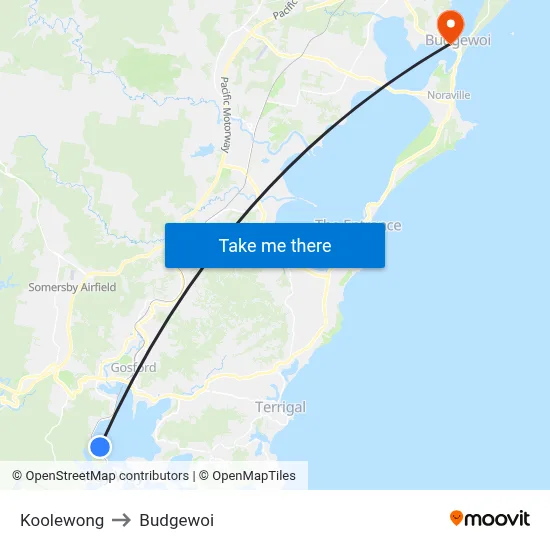 Koolewong to Budgewoi map