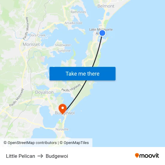 Little Pelican to Budgewoi map