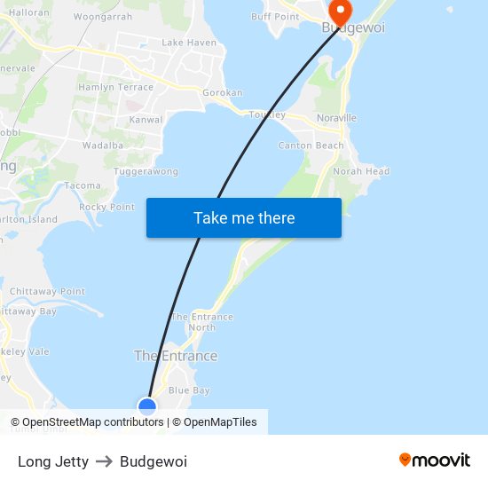 Long Jetty to Budgewoi map