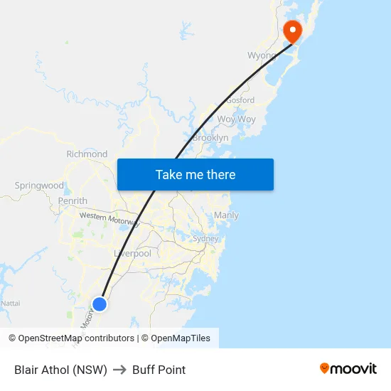 Blair Athol (NSW) to Buff Point map