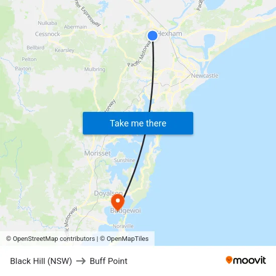Black Hill (NSW) to Buff Point map