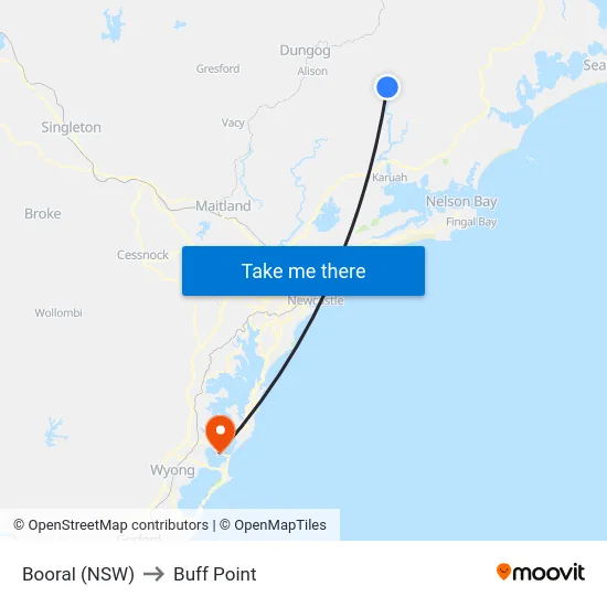 Booral (NSW) to Buff Point map