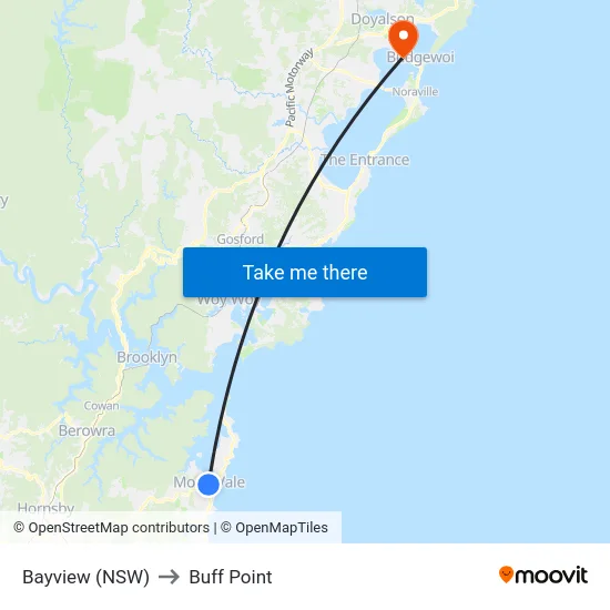 Bayview (NSW) to Buff Point map