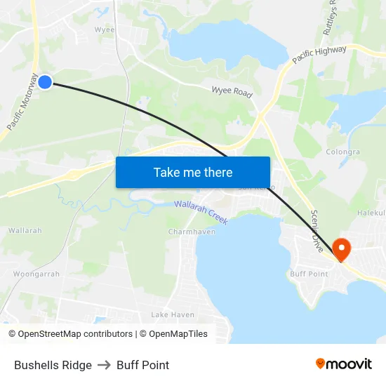 Bushells Ridge to Buff Point map